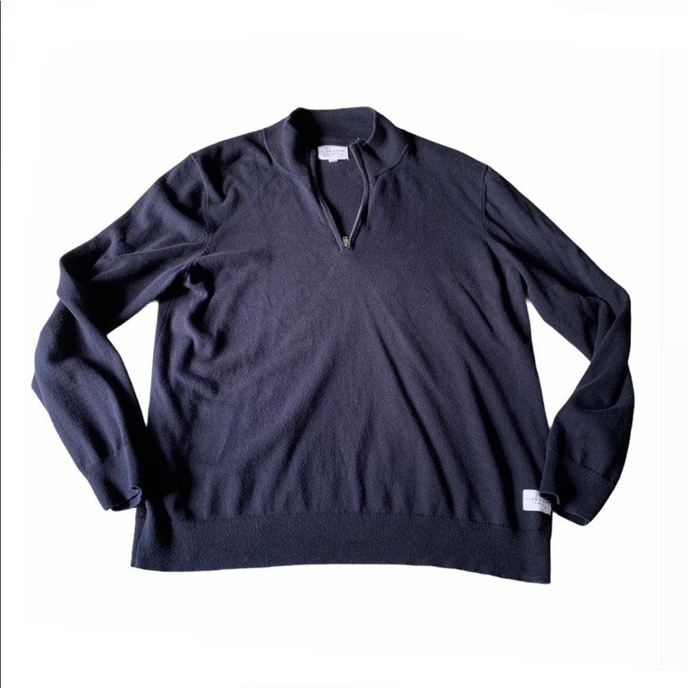 Five Four Navy Blue Quarter Zip Mock Neck Sweater